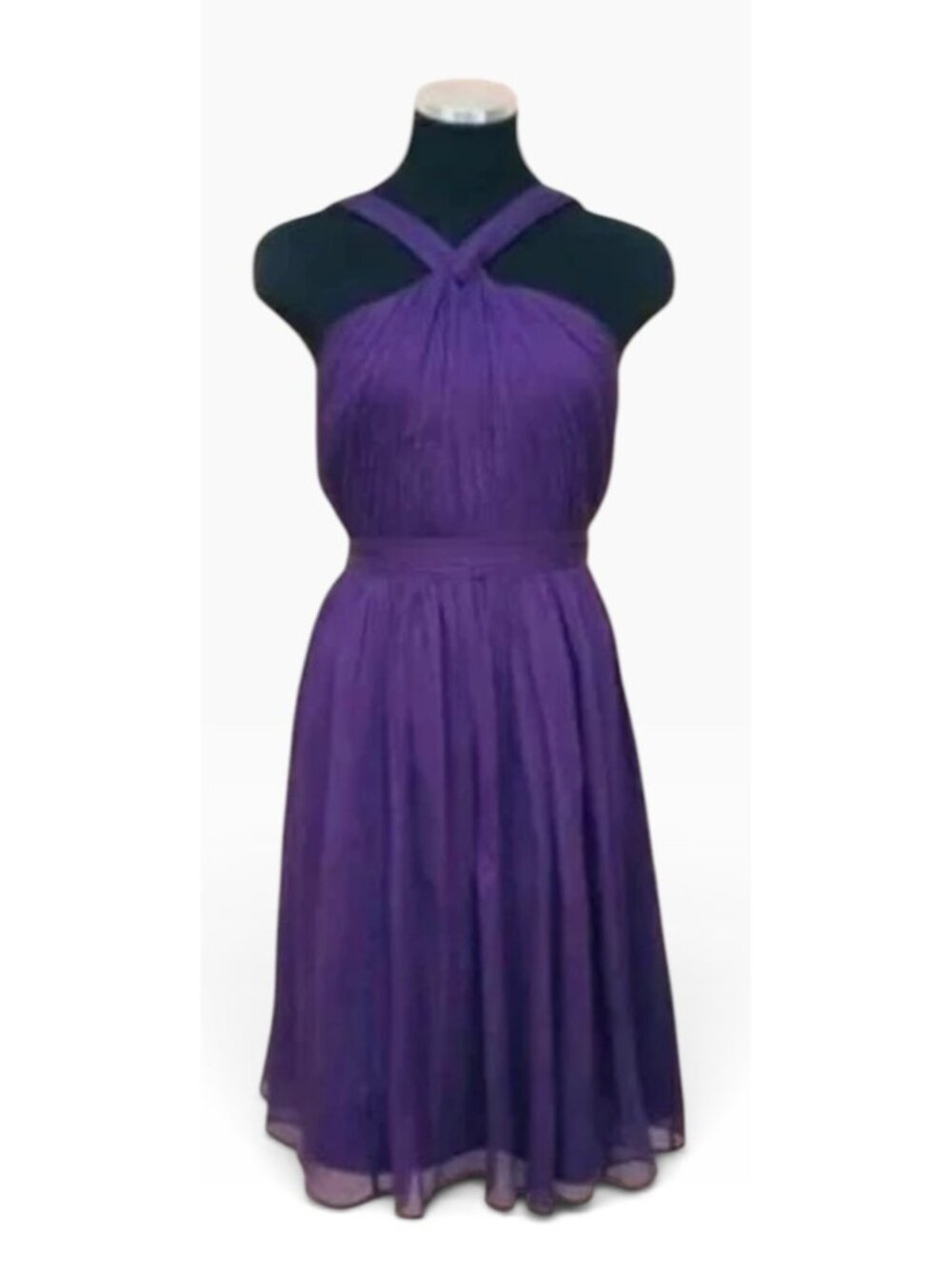 J.CREW Solid Purple Silk "Weddings + Parties" Halter Style Fit-N-Flare Dress 0P